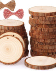 Natural Wood Slices 25 Pcs 3.1-3.5 Inches Craft Wood Kit Unfinished Predrilled with Hole Wooden Circles Tree Slices for Arts and Crafts Christmas Ornaments DIY Crafts