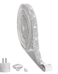 3 Yards Self-Adhesive Crystal Rhinestone Ribbon, Diamond Bling Strips with 2 Mm Rhinestones Tape for Arts Crafts Wedding Birthday Party DIY Event Car Phone Decoration(Silver)