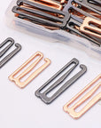 40PCS Metal Bra Strap Hooks for Sewing Bikini Halter Tops Bathing Suit Clips Clasp Swimsuit Adjustment Slides for Lingerie Slip Dress Camisole, 18Mm and 25Mm, Rose Gold and Metallic Black