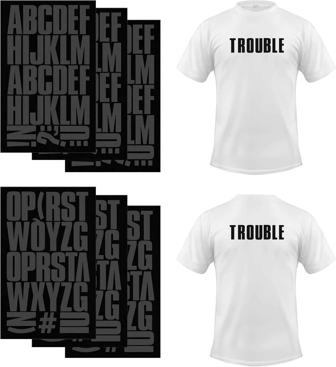S.E.I 3-Inch Iron-On T-Shirt Letters, Block Letter Flock Heat Transfers, Black