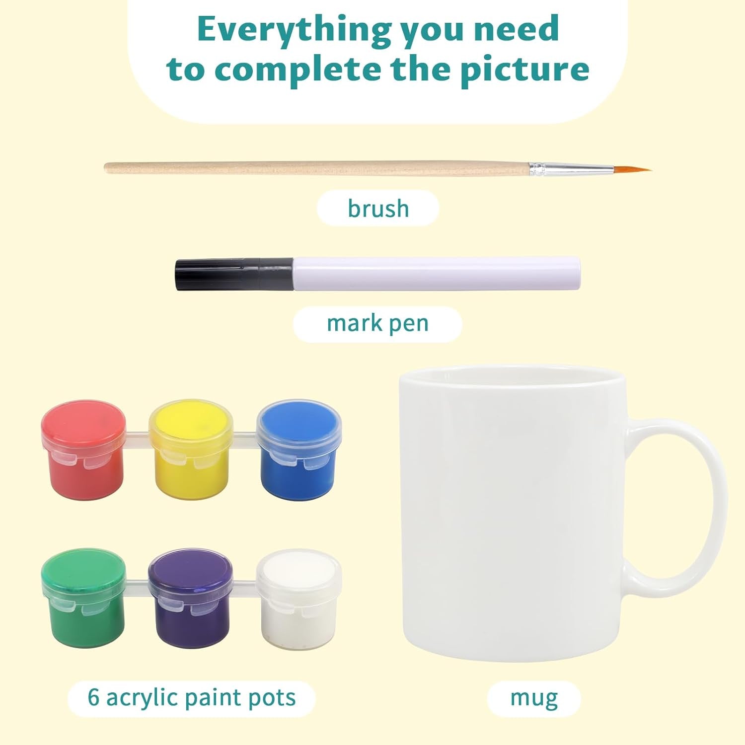 Paint Your Own Mug Kit for Adult Kids Craft Art Activity Plain Blank White Coffee Mugs with Gift Box Paint Your Own Mug Set Valentine Mother'S Day Father'S Day Gifts