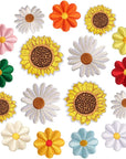 17Pcs Daisy Flower Iron/Sew on Patch, Sunflower Embroidered Appliques Patches for DIY Clothes Backpacks Hats Jeans Jackets