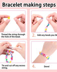 300PCS Clay Beads Charms,Fruit Flower Letter Beads Soft Beads for Women Girls Bracelet Making DIY Bracelet Necklace Earring Accessories with 4M Crystal Elastic String