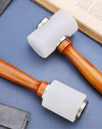 Leather Carving Hammer 2 Pieces, Leathercraft Mallet, Nylon Wood Handle Hammer, Leather Carving Hammer Mallet for DIY Stamping Sew Leather Cowhide Tool(1 T Hammer + 1 Vertical Hammer)