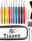 12 Size Ergonomic Crochet Hooks Set for Arthritis Hands, Ergonomic Soft Grip Handles,Crochet Kit for Beginners,Crochet Needles with 300PCS Eyes & Accessories