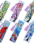 6 Pack Diamond and Painting Bookmark DIY Leather Tassel Bookmark for Adult Beginners Christmas New Year Graduation Birthday Gift 8.3X2.4 Inch