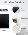 Reusable Sticker Storage Book Collecting Album Stickers Organizer Book A5 Size with Plastic Cover 40 Sheets Release Paper for Stickers Holder Collection (Black)
