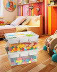 2 Pack 17 QT Plastic Storage Bins with Lids, Art Supply Storage Organizer with Removeable Tray, Clear Storage Box for Craft, Lego, Crayon, Sewing, Bead and Tool, Stackable Craft Organizer