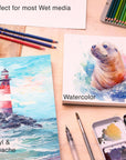 Watercolor Pads 9X12”, Pack of 2 (60 Sheets), Glue Bound, Acid-Free Paper, 140Lb (300Gsm), Perfect for Most Wet & Dry Media, Ideal for Beginners, Artists & Professionals