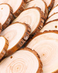 Natural Wood Slices 25 Pcs 3.1-3.5 Inches Craft Wood Kit Unfinished Predrilled with Hole Wooden Circles Tree Slices for Arts and Crafts Christmas Ornaments DIY Crafts