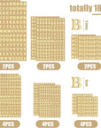 18 Sheets Small Letter Stickers Mini Numbers Stickers Letter Stickers Alphabet Number Stickers Self Adhesive Monogram Letters Scrapbook Lettering Stickers for Arts Craft Decors (Gold)