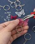 600Pcs Key Chain Rings,200Pcs 25Mm Keychain Rings with Chain and 200Pcs Jump Rings with 200Pcs Screw Eye Pins for Resin,Crafts and Keychains Making