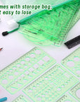 18 Pcs Geometric Drawings Templates, Drawing Stencils, Ruler Set, Circle Template for Drawing, Drafting Tools with a Storage Bag for Architecture, Studying, Office, Designing
