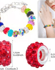200 PCS Large Hole Beads for Jewelry Making, European Beads Bulk Spacer Beads with Mixed Color Rhinestone Beads Charms for DIY Craft Bracelet Necklace Earring Making