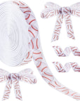 Baseball Ribbon Grosgrain Baseball Craft Ribbon Sports Ball Ribbon for Team Hair Bow Wreath Sport Lanyard Gift Wrapping Crafting Sewing Party Decoration (2 Rolls)