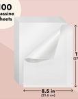 100 Pack Glassine Paper Sheets (8.5 X 11") - Onion Skin Paper for Artwork, Drawings, Arts and Crafts, DIY Projects