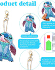 5 Pack Stitch Diamond Painting Kits Keychains,Diy 5D Full Drill Special Shape Rhinestone Painting Kit for Kids Beginners Adults,Stitch Paint by Number Diamond Dots Art Key Chain Gems Art Craft