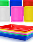 12 Pack Plastic Art Trays, 6 Colors Activity Crafts Tray Serving Tray Organizer Tray for Kids School Classroom DIY Projects, Painting, Jewelry, Beads, Home Organizing Supply