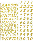 5 Sheets Graduation Cap Stickers Decoration Glitter Alphabet Letter Stickers Self-Adhesive Rhinestone Letter Number Stickers for Grad Cap Craft Decorations (Gold)