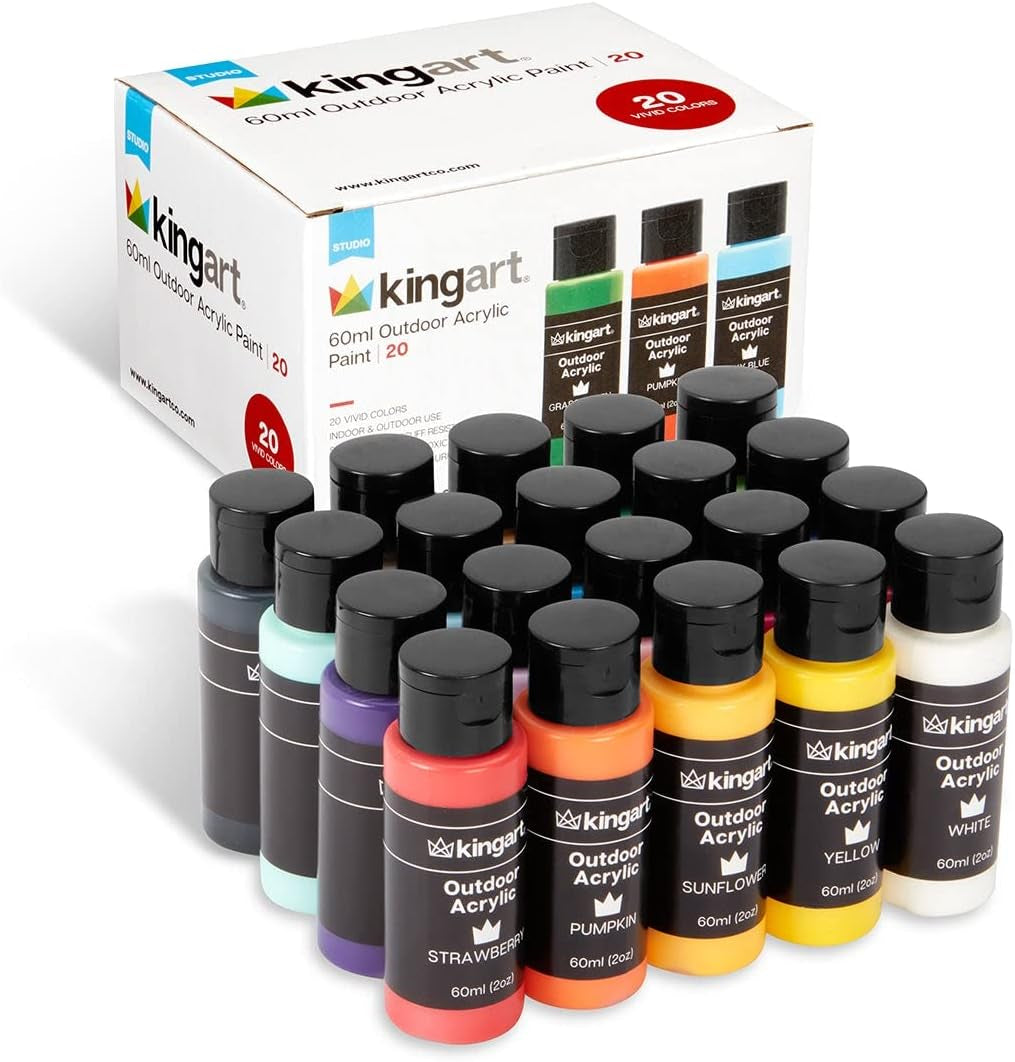 Outdoor Acrylic Paint, 60Ml (2Oz) Bottle, Set of 20 Unique Colors