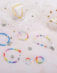 6480Pcs Glass Seed Beads 4Mm Bracelet Beads for Jewelry Making Kit, Small Waist Craft Beads, 260Pcs Alphabet Letter Beads with Elastic String Cords and Charms