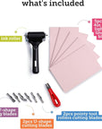Rubber Stamp Kit (5-Pack). Linoleum Block Kit with Cutting Blades Tools (6Pcs). Block Printing Kit (6In X 4In X ¼ In) Light Pink Color. Best Carving DIY Stamp Making Kit for Printmaking