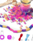 1500 Pcs UV Beads, Glow in the Dark Beads Color Changing Sun Sensitive UV Reactive Pony Beads, Plastic Solar Beads with Crystal Elastic String & 2 Elastic Cords