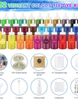 Tie Dye Kit 32 Color All-In-One Clothing Dye Kit, Permanent Fabric Dye Kit for Kids, Adults, Large Group Handmade Party Activity, DIY Bright Neon Tye Dye Kit