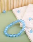 140 Pcs 8Mm Natural Gemstone Beads for Jewelry Making, Sky Blue round Smooth Healing Agate Stone Beads Bulk