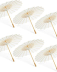 6-Pack Parasol Paper Umbrellas for Decorations for Kids, Cocktail Party Decor, DIY, Arts and Crafts Projects, Sun Parasols for Plants, Photo Props (Small, White, 16 In)