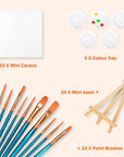 20 Pack 4X4 in Mini Canvases, Small Painting Canvas Panel with Mini Easel, Art Canvas Painting Kit with 10 Brushes & 5 Paint Tray for Kids Teenagers Acrylic Pouring Oil Water Color Gift…