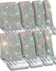 8 Rolls Rhinestone Ribbons, 8 Yard Silver Self Adhesive Rhinestone Ribbon, Bling Crystal Diamond Ribbon Roll Wrap Glittering Rhinestones Sticker for Decoration Car DIY Arts Crafts Wedding