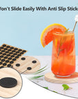 32Pcs Unfinished Wood Coasters, 4" round Wooden Coasters with Non-Slip Dot Sticker for Drinks, 9Mm Thick Blank Wood Coasters Bulk for DIY Crafts Supplies Adults Beginners