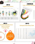 5 Sets Embroidery Starter Kit with Black Cat Patterns and Instructions, DIY Adult Beginner Cross Stitch Embroidery Kits, Including 2 Plastic Embroidery Rings, 1 Scissor, Colored Threads Needles