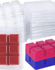 100 Packs Wax Melt Clamshells Molds, Clear Empty Plastic Cube Tray for Wickless Tarts Candles