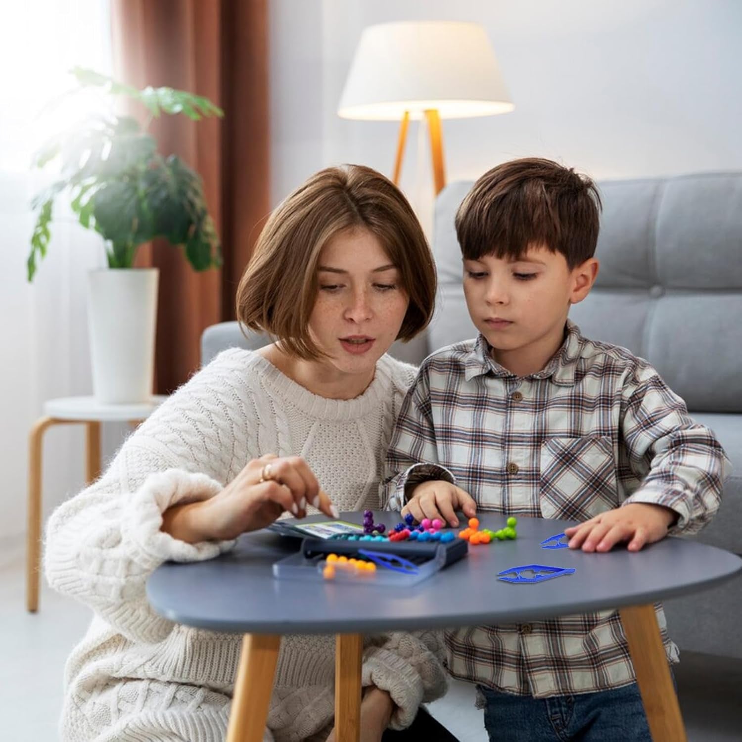 Plastic Tweezers, 5Pcs Plastic Tweezers for Kids,Craft Tweezers for DIY Craft Jewelry Making Family School Beading Project (A-White, Pink, Blue, Yellow, Green)