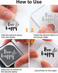 Bee Clear Stamps for DIY Scrapbooking Decor Bee Happy Greetings Transparent Silicone Stamps for Making Cards Photo Album Decor