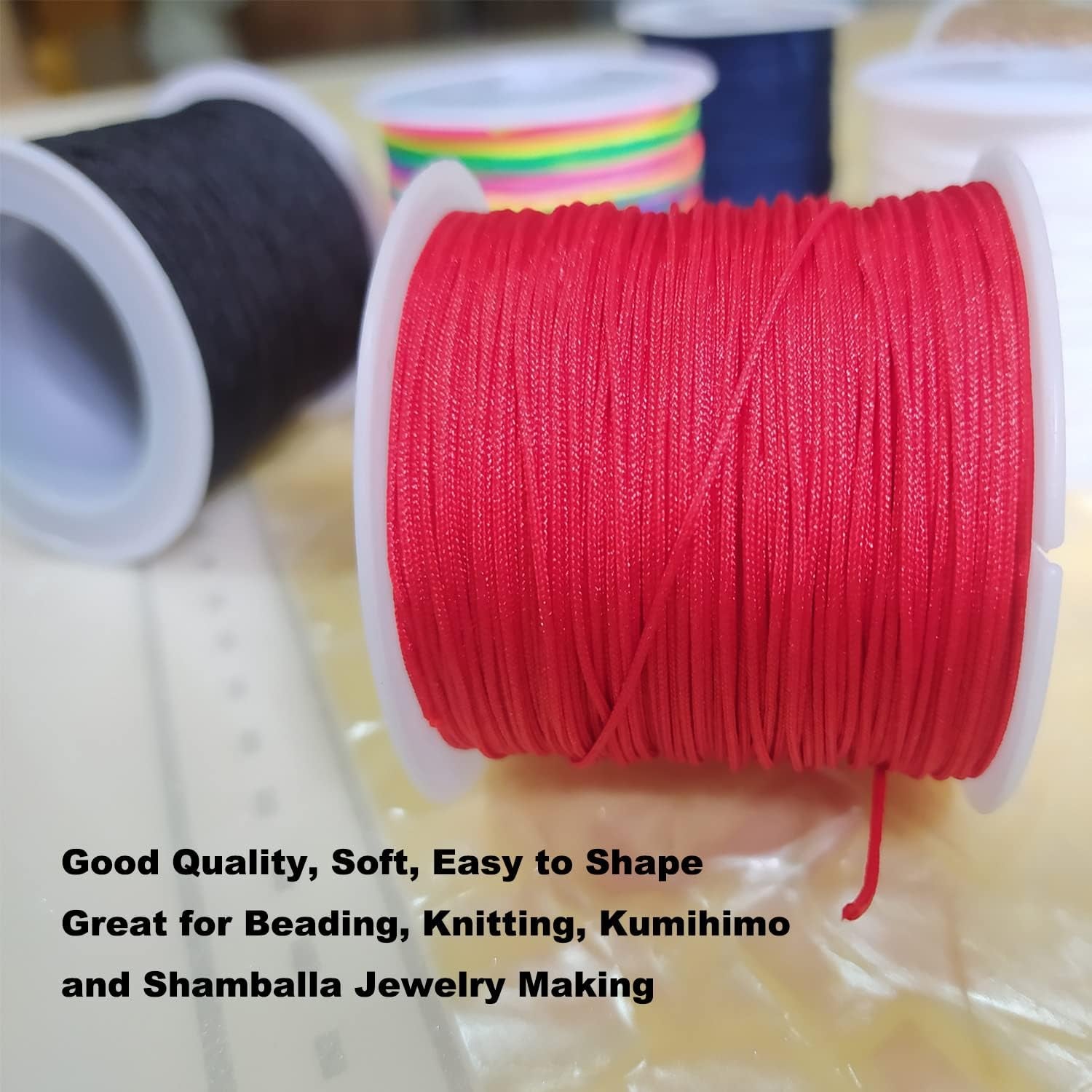 Nylon String for Bracelets, 6 Rolls 270 Yards 0.8 Mm Beading Cord for Kumihimo, Blinds String, Braided Bracelets, Chinese Knot, Wind Chime, Jewelry Making