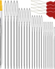 25/50 PCS Premium Large Eye Large Gage Needles for Hand Sewing with 2 Needle Threaders, Assorted Sizes, Embroidery Needles for Hand Sewing, Big Eye Needle