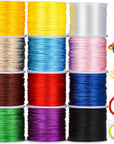 12 Rolls Nylon String for Bracelets, Satin Rattail Silk Cord Silky Beading String for Kumihimo, Braided Bracelets, Pendants Necklace, Macrame Craft, Keychains Lanyards, Jewelry Making