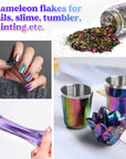Chameleon Flakes, Resin Supplies -Intense Color Shift Pigment Powder for Resin Molds/Tumblers, Chrome Powder Pigment for Christmas Nail Art/Paint/Soap Making
