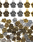 120 Pieces Cat Paw Charms Animal Footprint Pendants Metal Puppy Prints Charms for Jewelry Making DIY Necklace Bracelet
