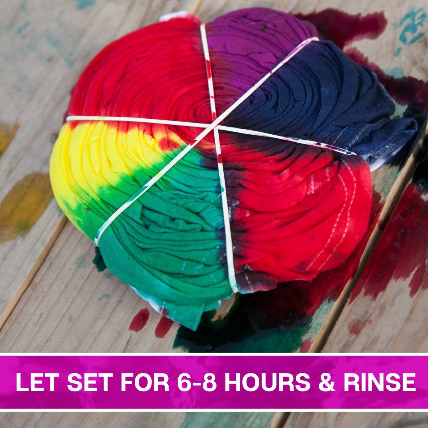 One-Step Tie-Dye Party, 18 Pre-Filled Bottles, Creative Group Activity, All-In-1 Fashion Design Kit, 1 Pack, Rainbow