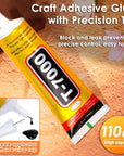 Upgrade T-7000 Black Adhesive Glue for Phone, 110Ml Waterproof Jewelry Glue Precision Craft Adhesive for Cell Phone Screen Repair Glass Wood Crafts Metal and Stones