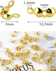 100 Pcs Crimp Bead Covers End Tips Open Bead Tips Knot Covers Ends Caps for Jewelry Making Clamshell Crimp Bead Tips Knot Covers Calotte Fold-Over Bead Covers for Bracelet DIY Metal Bead Cover (Gold)