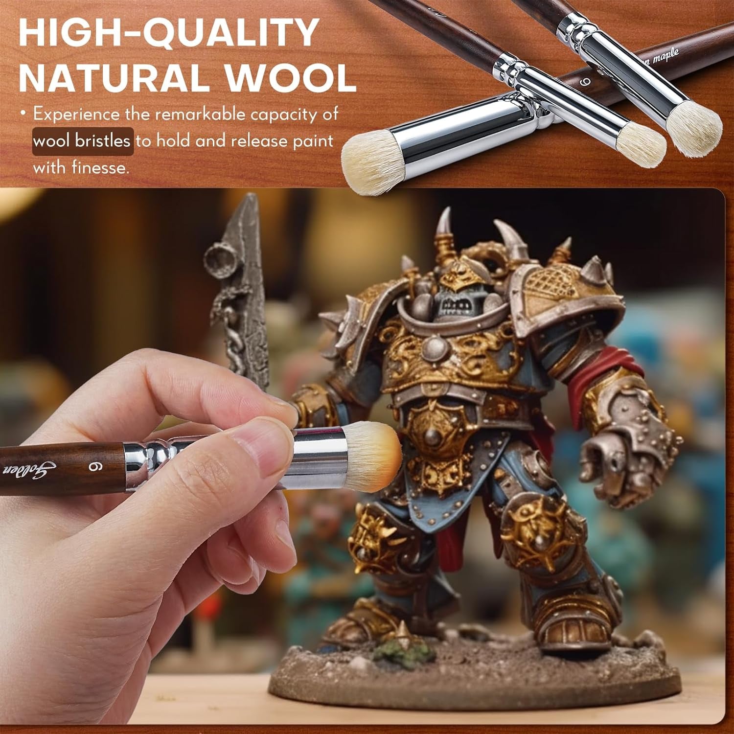 Miniature Paint Brushes Drybrush-18Pcs Micro Detail Paint Brush Set, Small Fine Detail Model Brushes for Acrylics, Watercolors & Paint by Number, Citadel, Figurine, 40K - Cocoa Brown