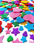 260 Pieces Colorful Glitter Foam Stickers Self Adhesive Stars Mini Heart Shapes Glitter Stickers, Kid'S Arts Craft Supplies Greeting Cards Home Decoration Stars&Heart Shapes