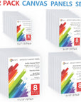 Canvas Boards for Painting 32 Pack, Paint Canvas Panels Set - 5X7, 8X10, 9X12, 11X14 Inches, Pre-Primed 100% Cotton Blank Canvases for Oil Acrylic Watercolor Pouring Paint for Kids & Artists