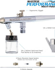 Master Performance S68 Multi-Purpose Precision Dual-Action Siphon Feed Airbrush, 0.35 Mm Tip, 3/4 Oz Fluid Bottle, Color Cup - User Friendly Set Kit - How-To-Airbrush Guide - Auto, Art, Hobby, Cake