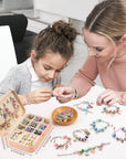Charm Bracelet Making Kit - Girls 120 Pcs DIY Beaded Jewelry Making Kit, Unicorn & Mermaid Gifts for Girls Toys Crafts for Teen Girls Ages 5 6 7 8-12, with a Portable Bracelet Organizer Box